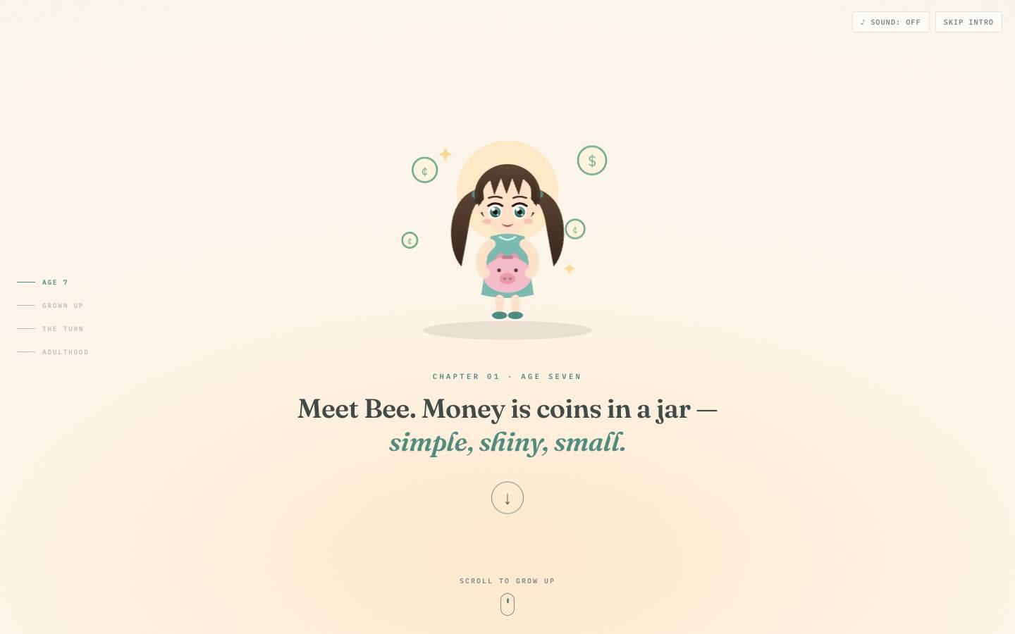 Accrue & Brew start here page: Meet Bee.